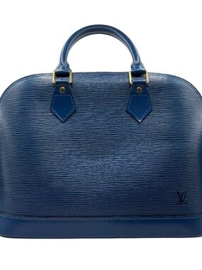 Louis Vuitton Alma PM Blue Epi Leather Structured Top Handle Bag Classic LV